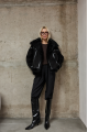 Reversible suede sheepskin coat made of natural sheepskin in black